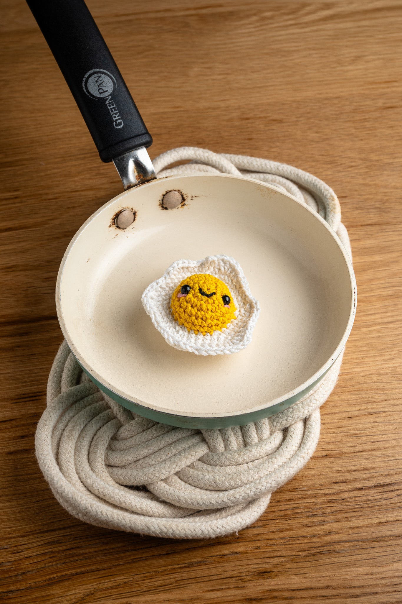 Crochet Sunny Side Up Egg Key Ring