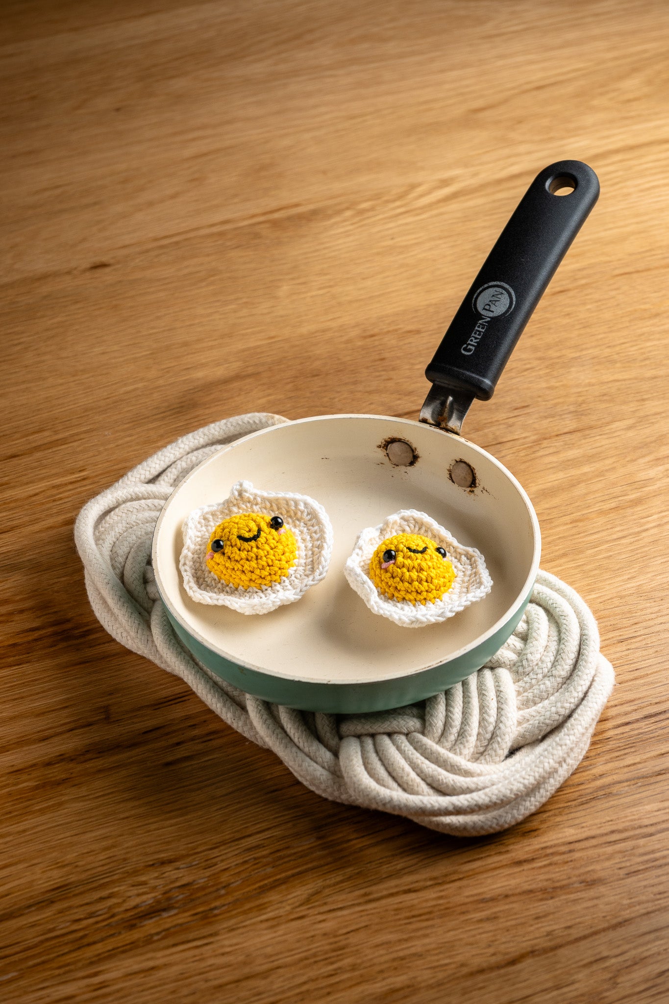 Crochet Sunny Side Up Egg Key Ring
