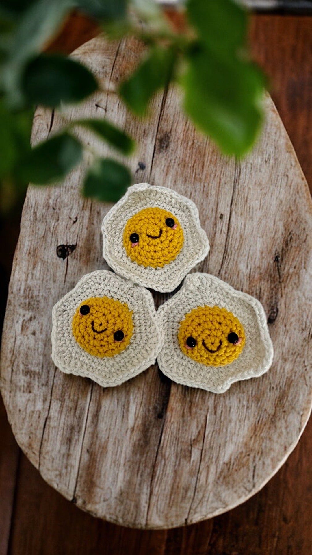 Crochet Sunny Side Up Egg Key Ring