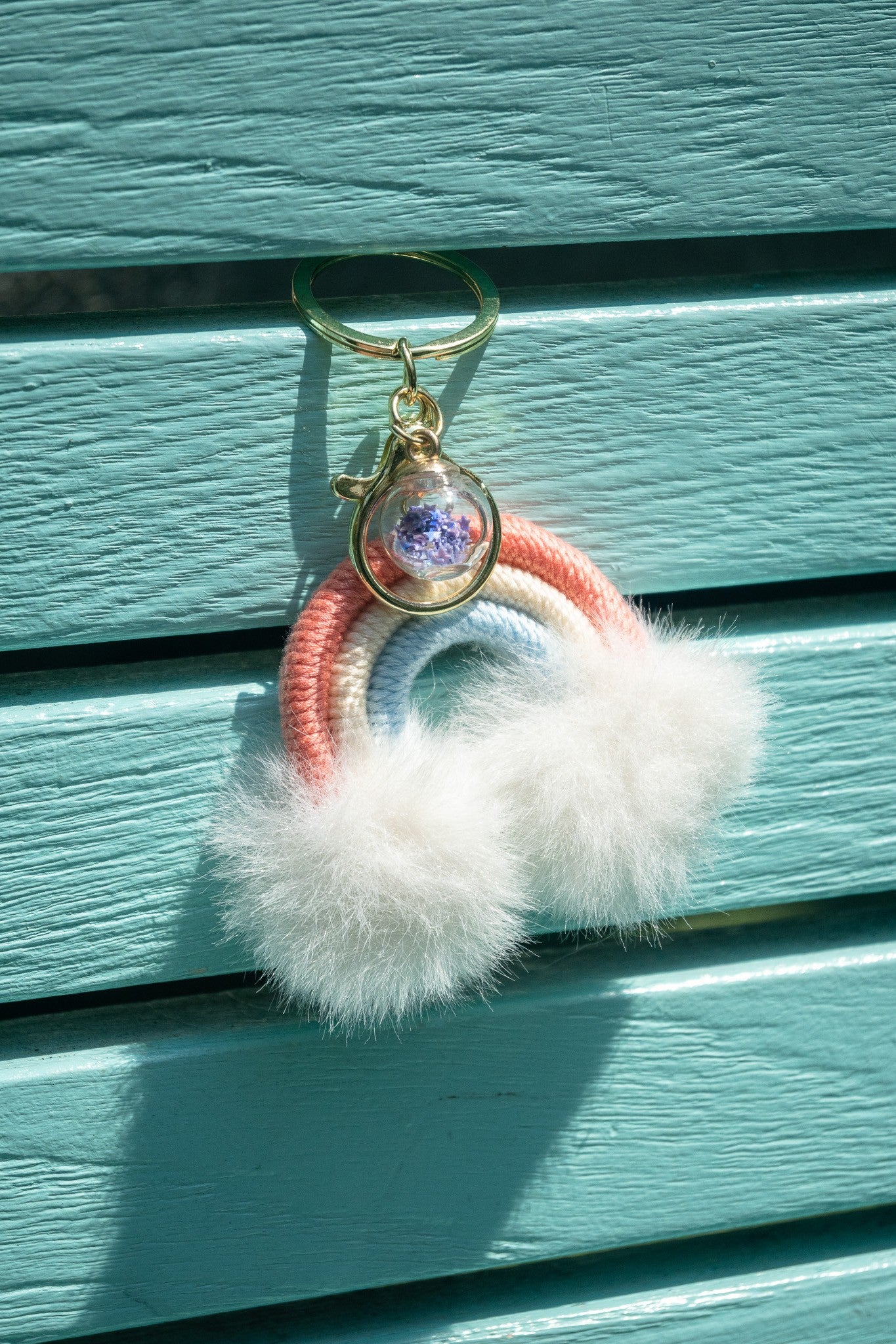 Rainbow Key Ring (Cloudy White)