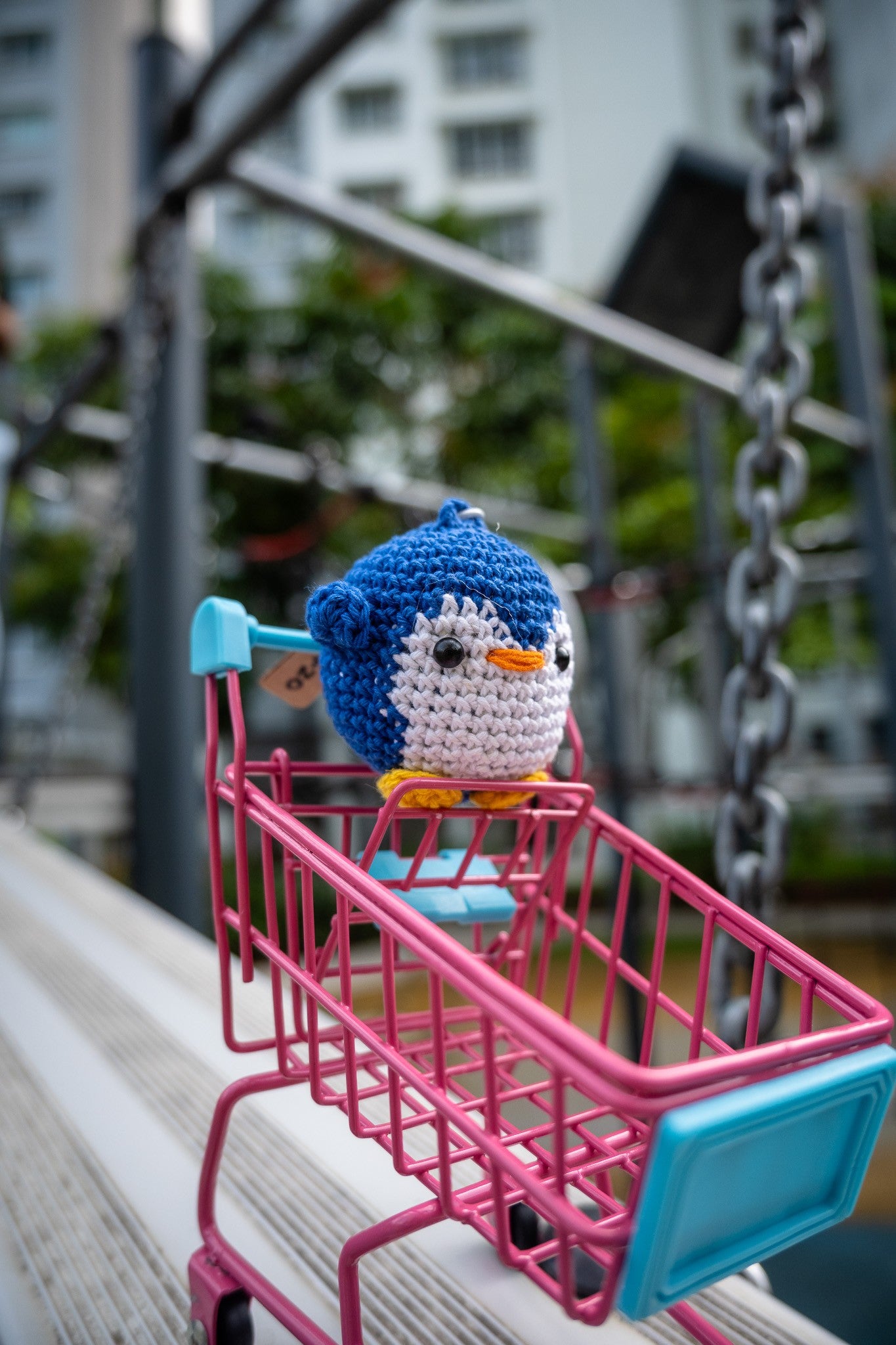 Crochet Pudgy Penguin Key Ring (Blue)