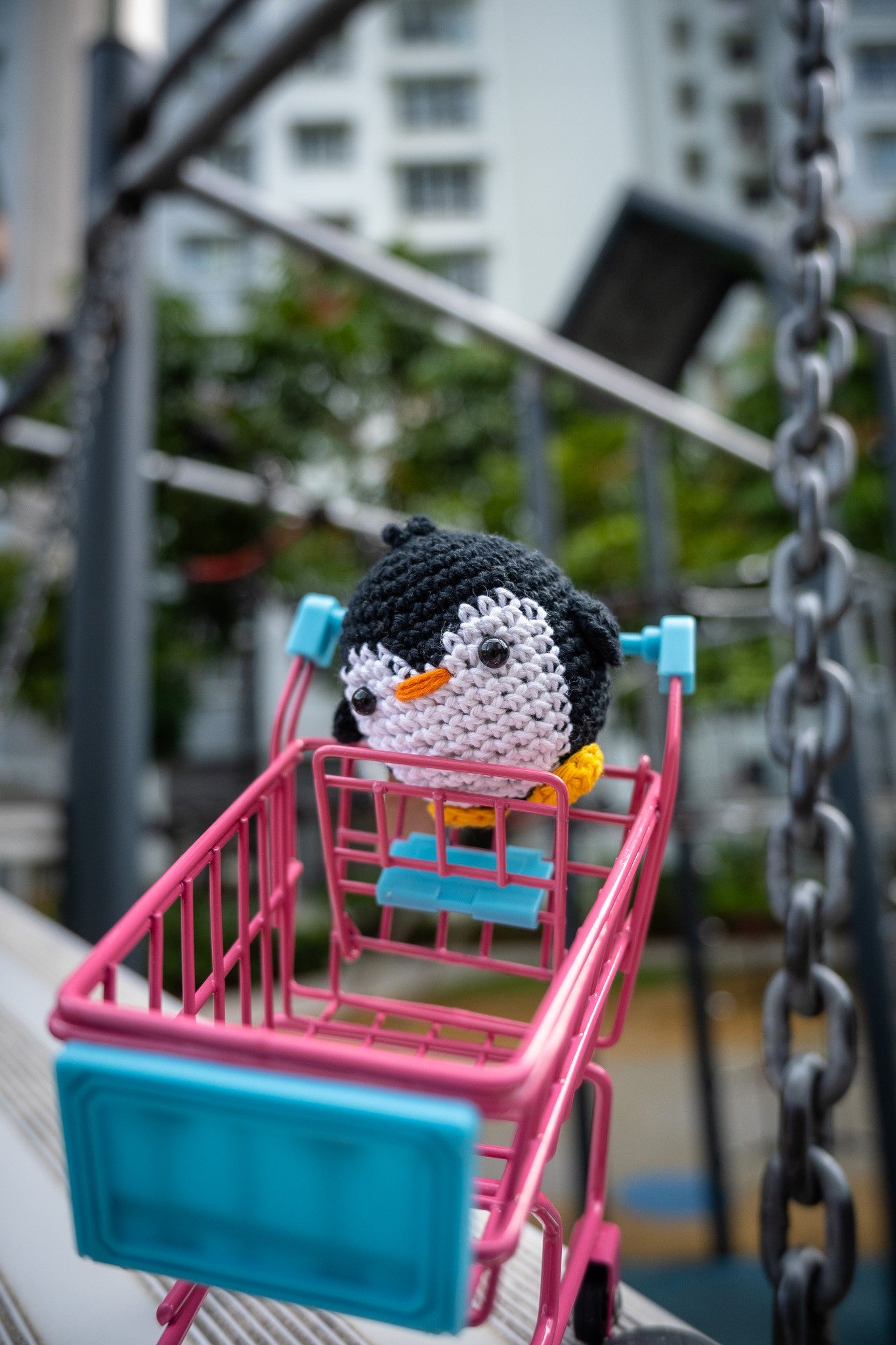 Crochet Pudgy Penguin Key Ring (Black)
