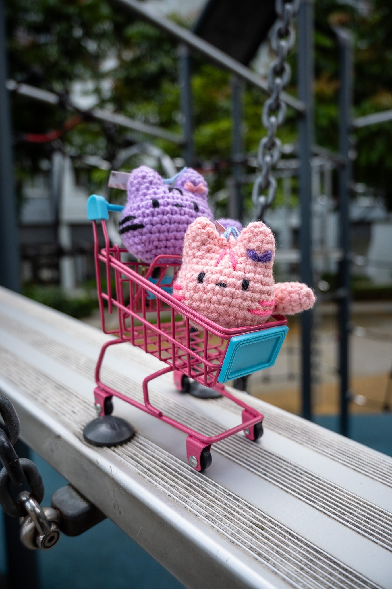 Crochet Cat Key Ring (Pink)