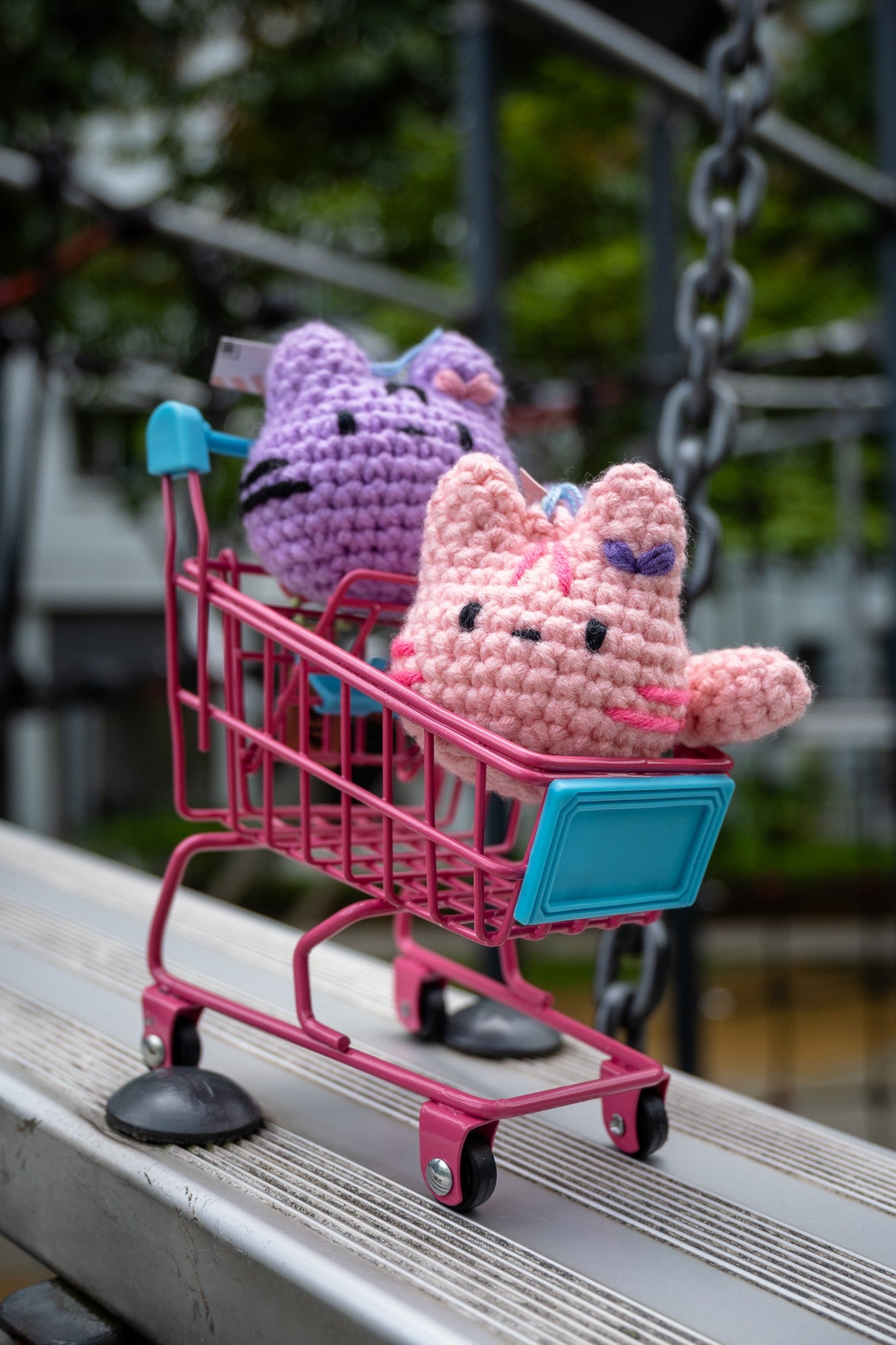 Crochet Cat Key Ring (purple)