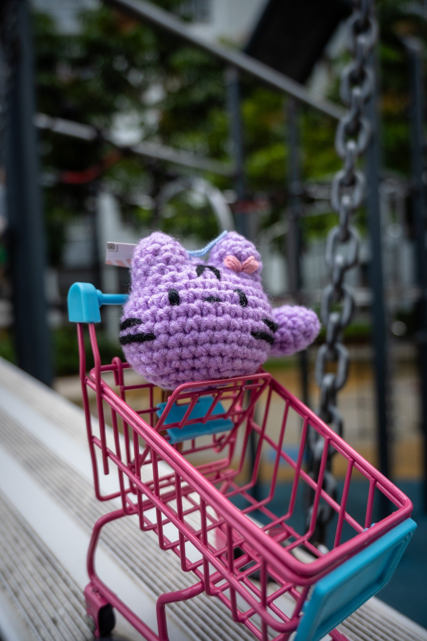 Crochet Cat Key Ring (purple)