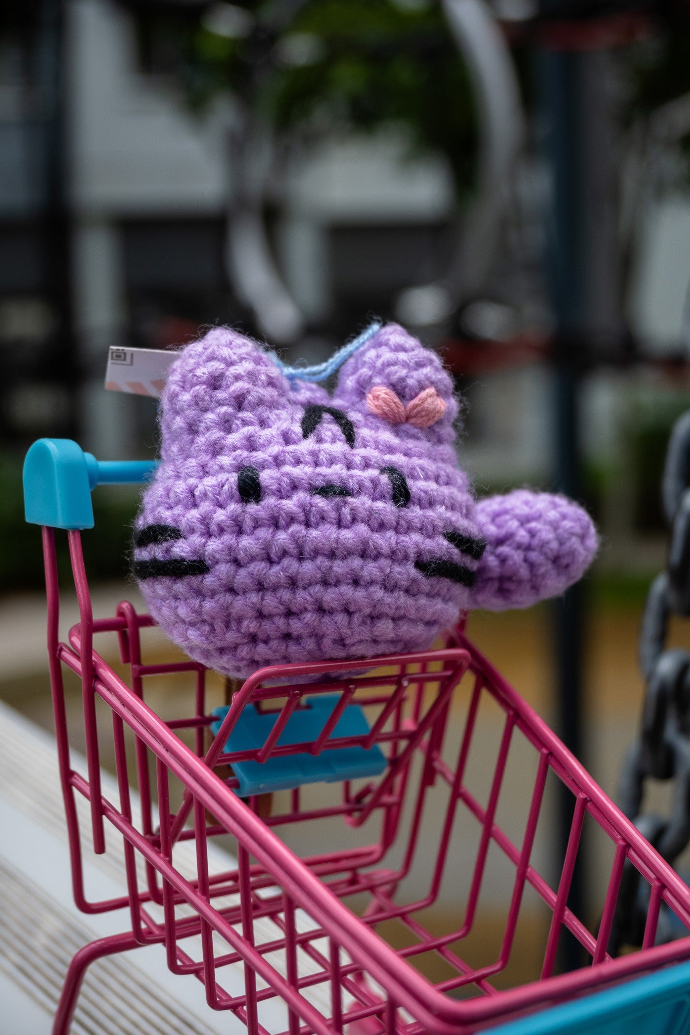 Crochet Cat Key Ring (purple)