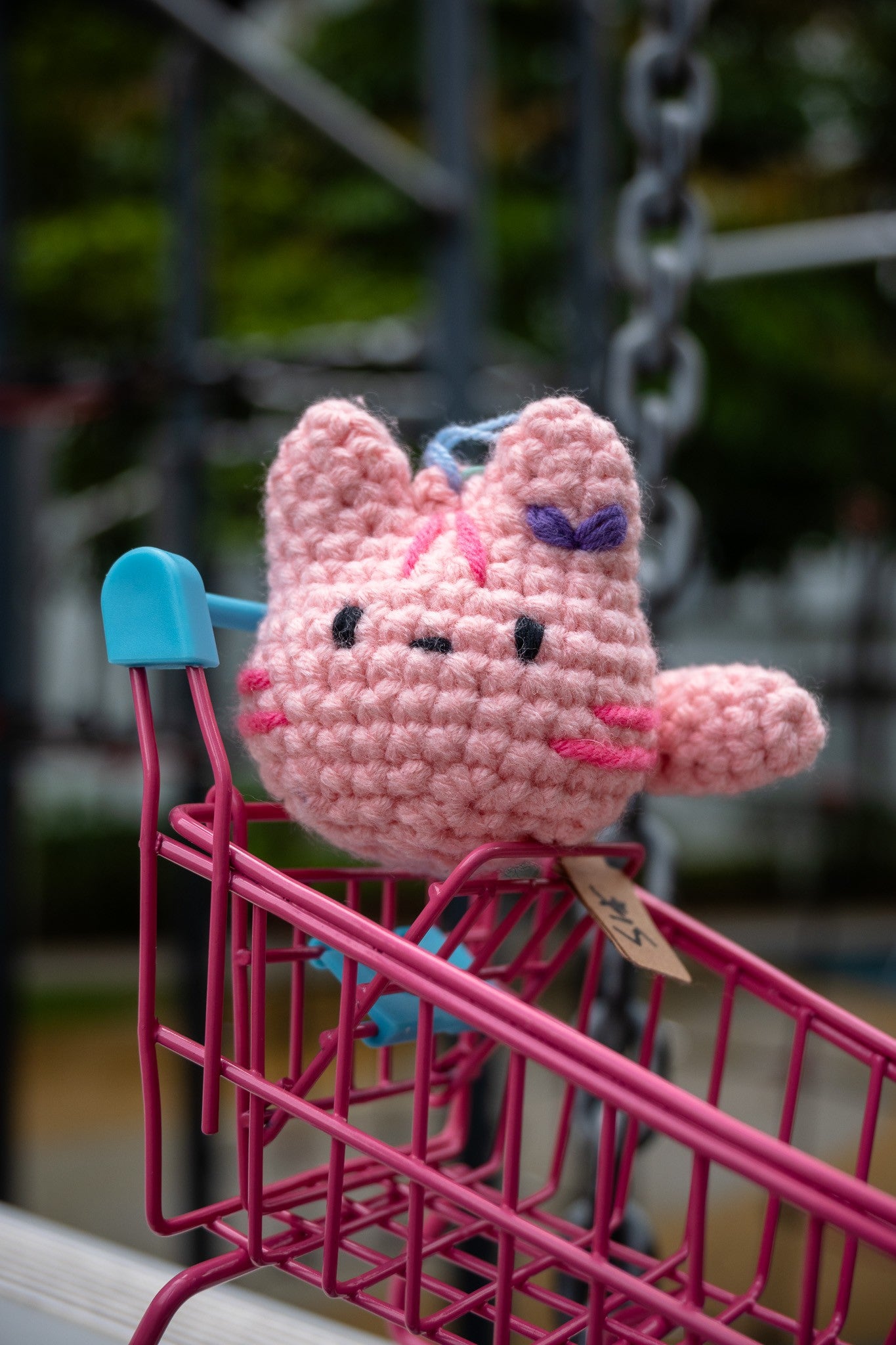 Crochet Cat Key Ring (Pink)