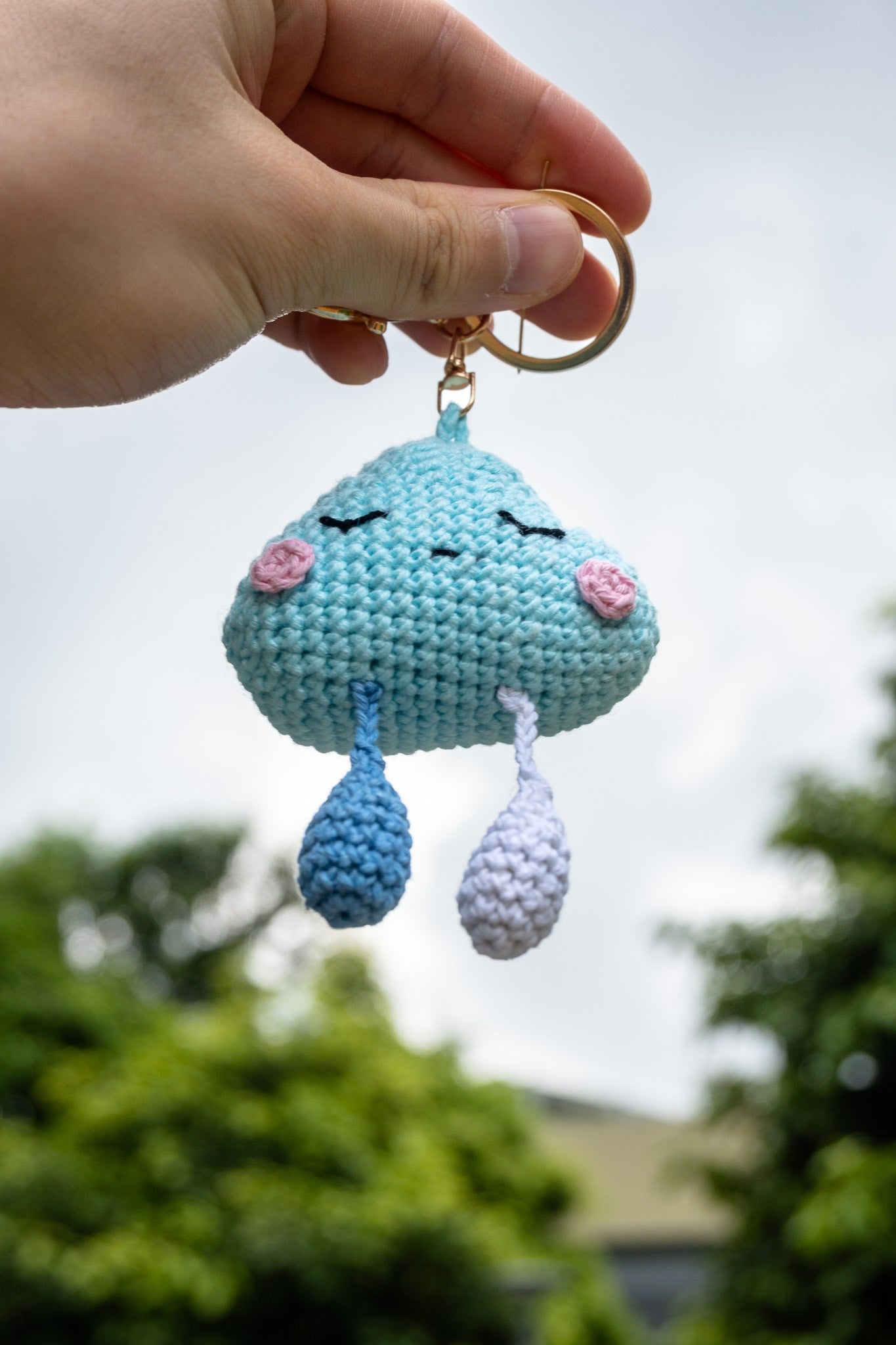 Crochet Cloud Key Ring (with legs)