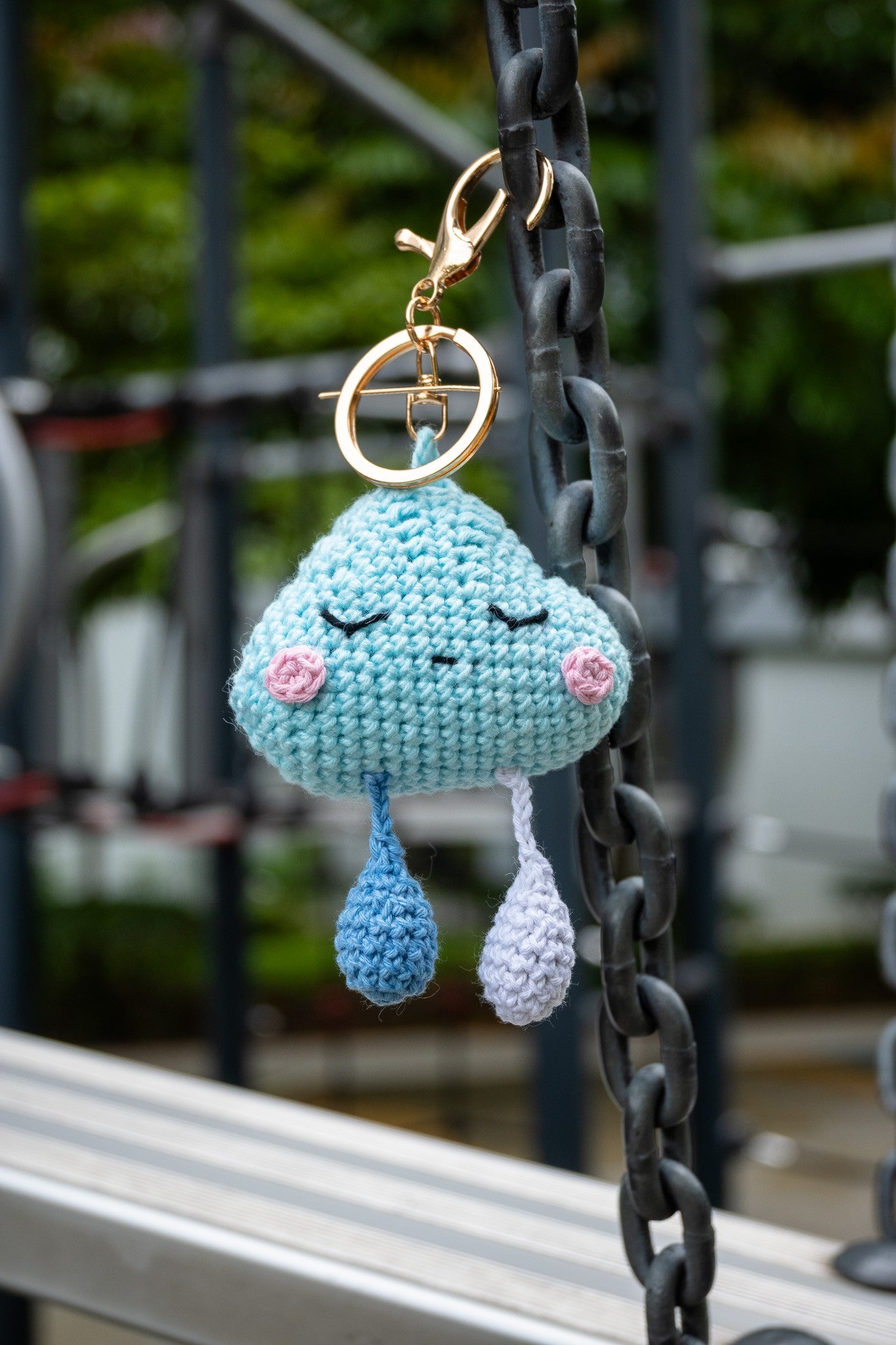 Crochet Cloud Key Ring (with legs)