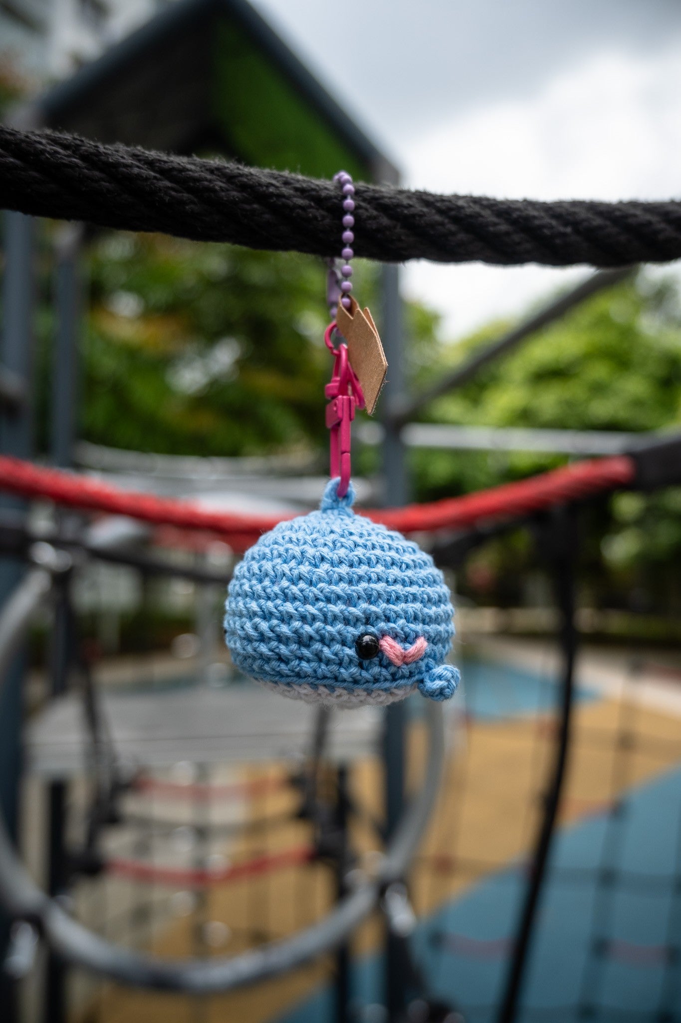 Crochet Whale Key Ring (Ocean Blue)