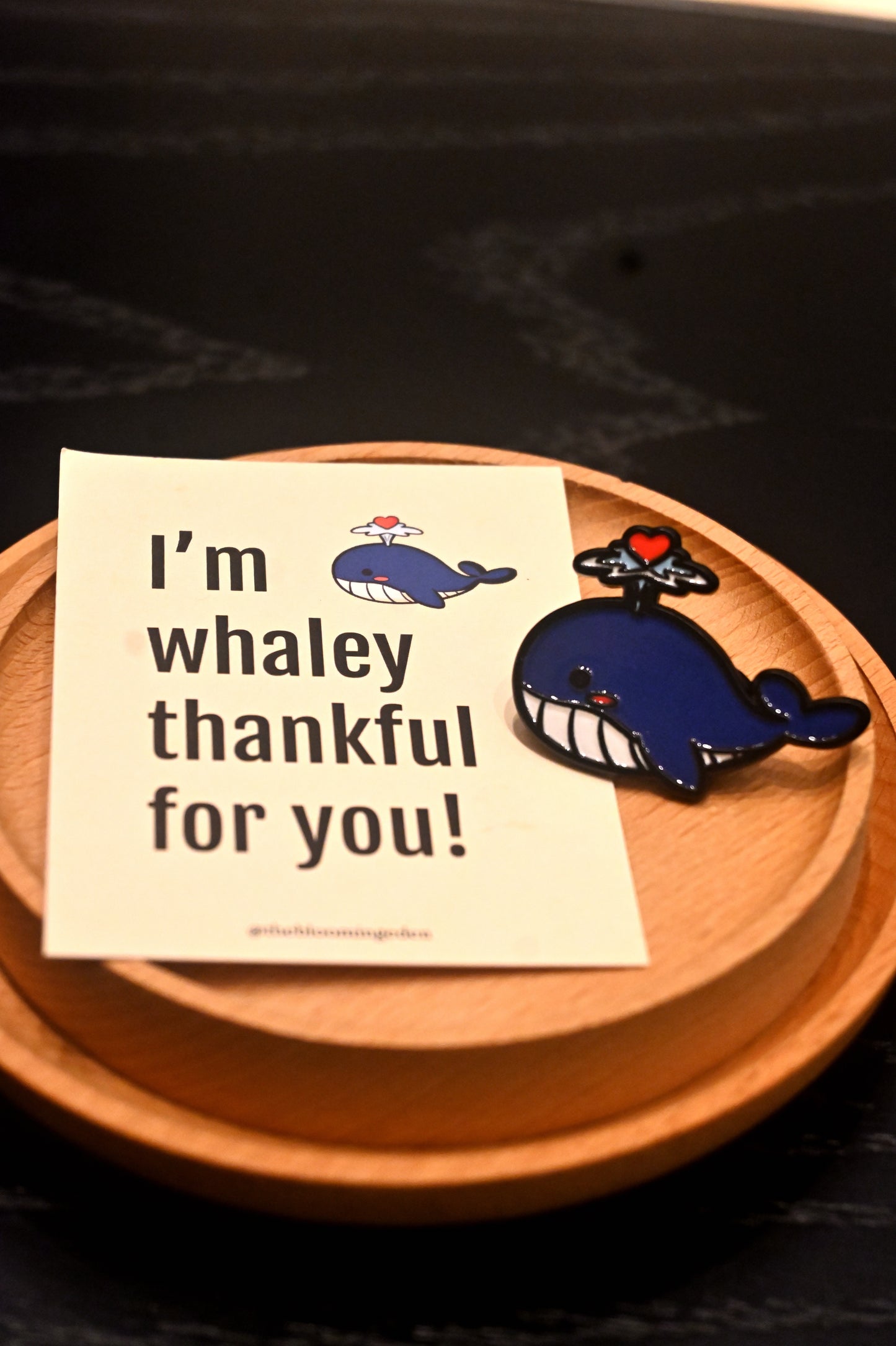 "I'm whaley thankful for you" Enamel Pin (Navy Blue)