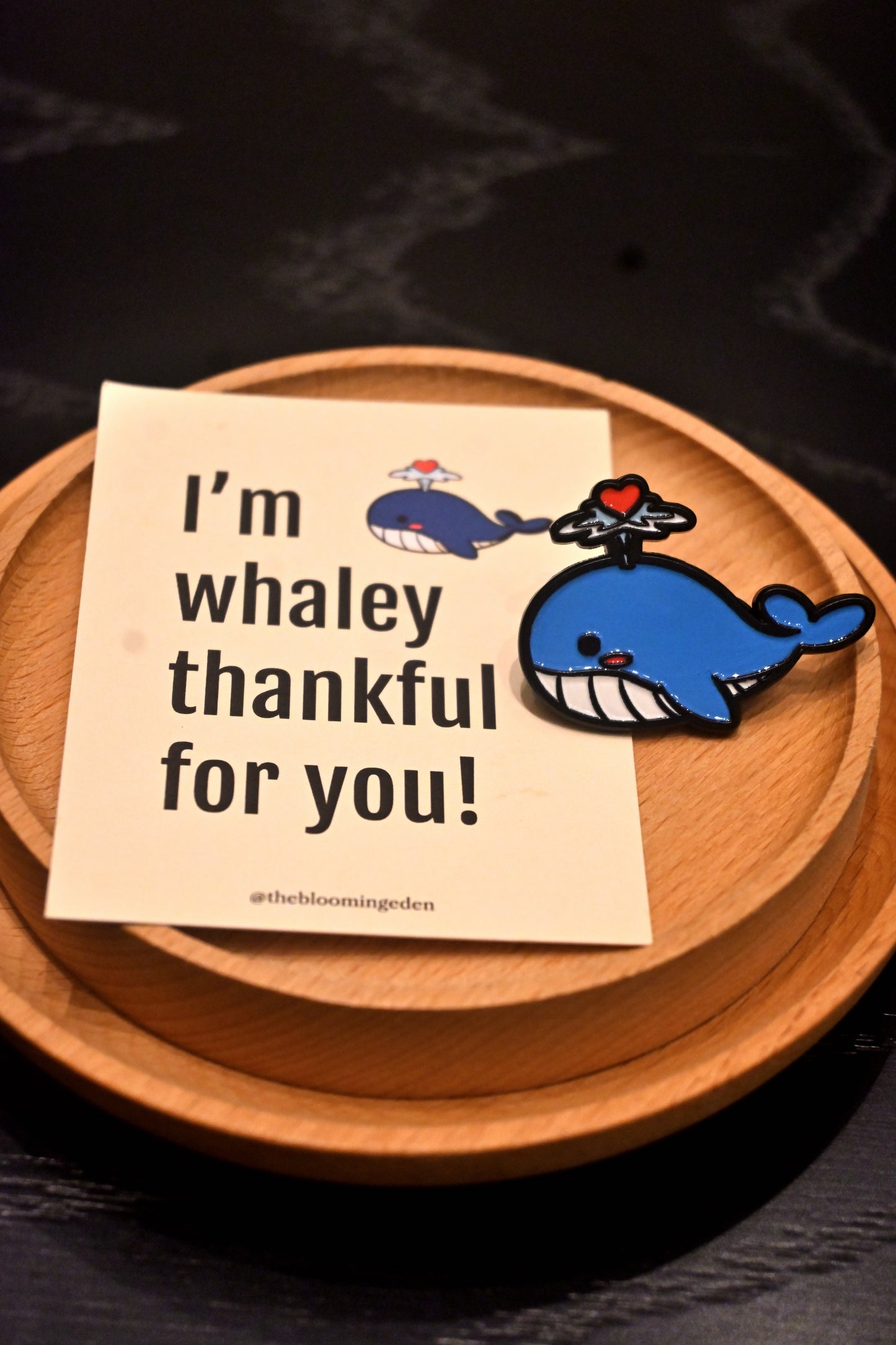 "I'm whaley thankful for you!" Enamel Pin (Turquoise)