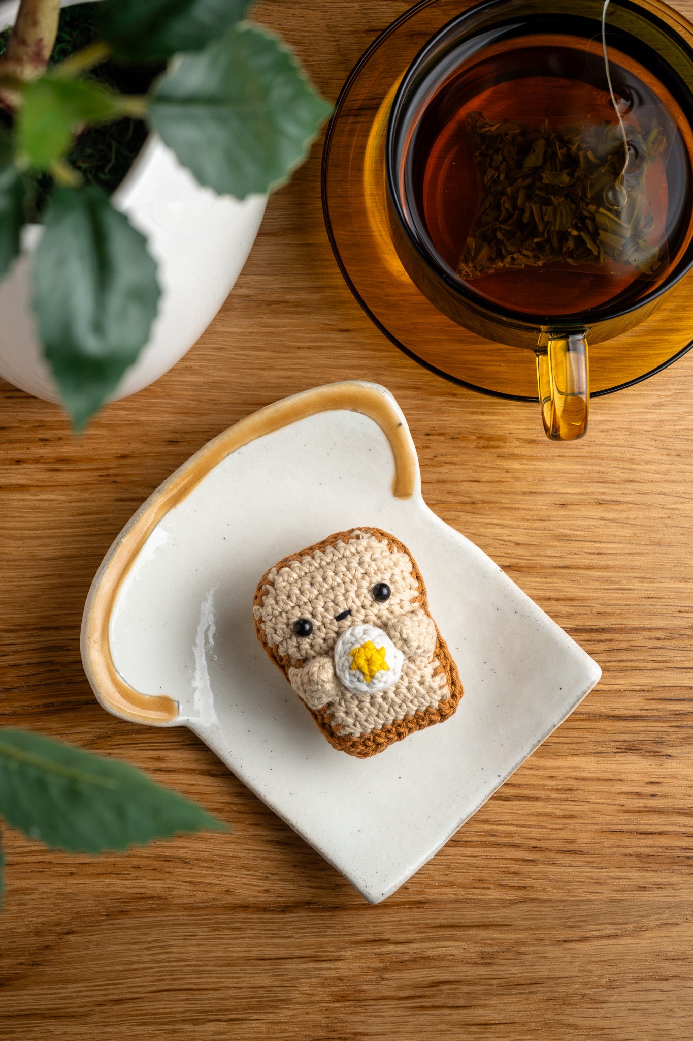 Crochet Egg & Toast Key Ring